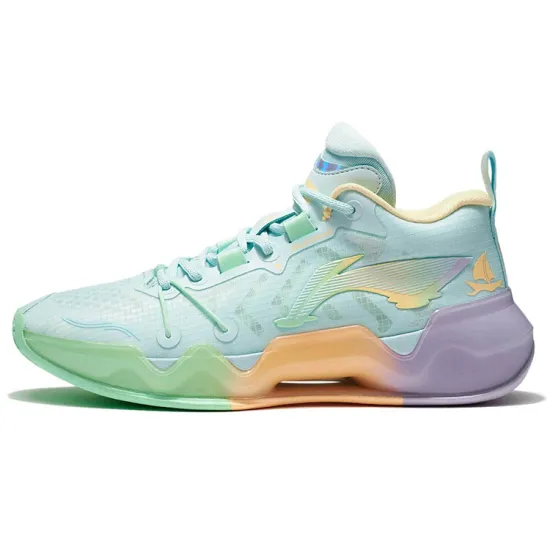 LINING Liren 2 Low Basketball Shoes Men Low-Top Aqua Blue/Neon Pink Green