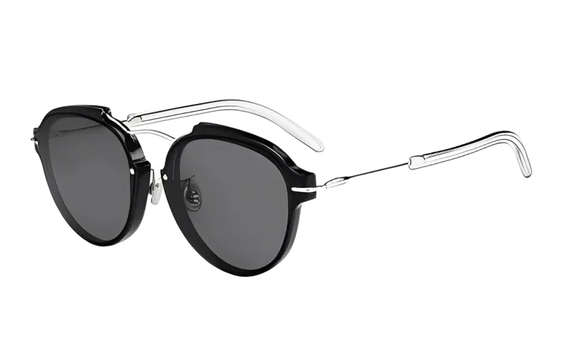 DIOR Irregular Shape Sunglasses Women's Black