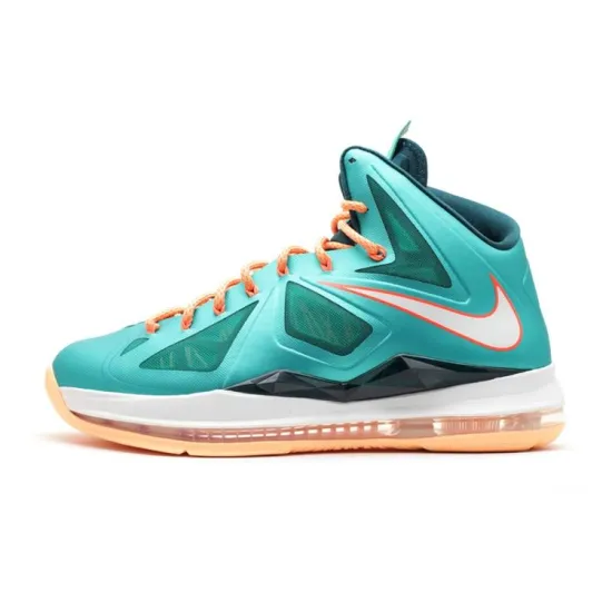 Nike Lebron 10 Basketball Shoes Men Mid-top Cyan/cyan/orange