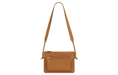 HERMES Ultrapla Silver Tone Buckle Evercolor Calfskin Crossbody Bag, Shoulder Bag Men's 37 Gold