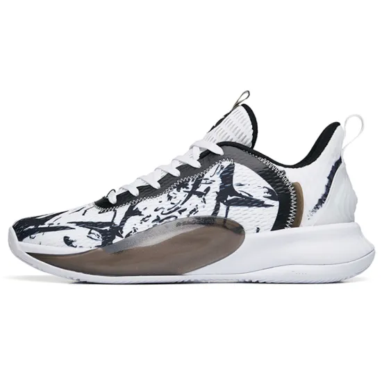 Anta Light Cavalry 5 Cushioning Anti Slip Wear Resistant Breathability Low Top Basketball Shoes Men's White Black