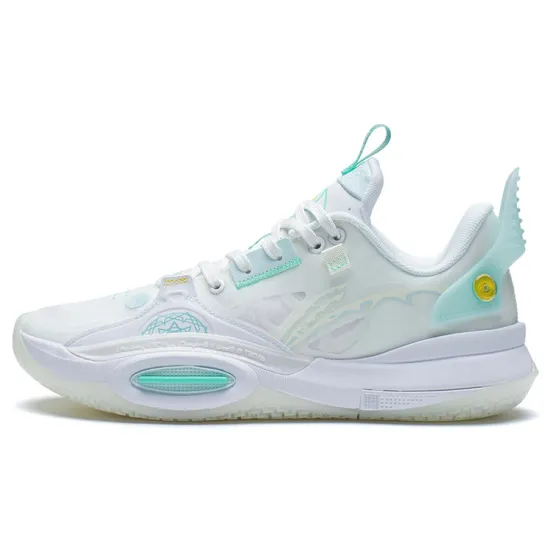 LiNing All City 10 Yuan Shen Cushioning Anti Slip And Wear Resistant Low Top Performance Basketball Shoes White Green