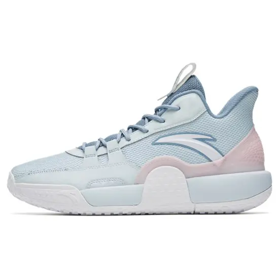 ANTA Basketball Shoes Men Low-Top Blue Pink