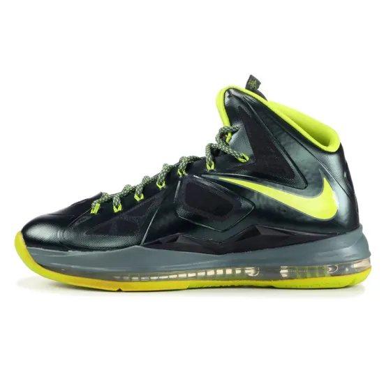 Nike Lebron 10 Basketball Shoes Men Mid-top Dark Grey/yellow-green