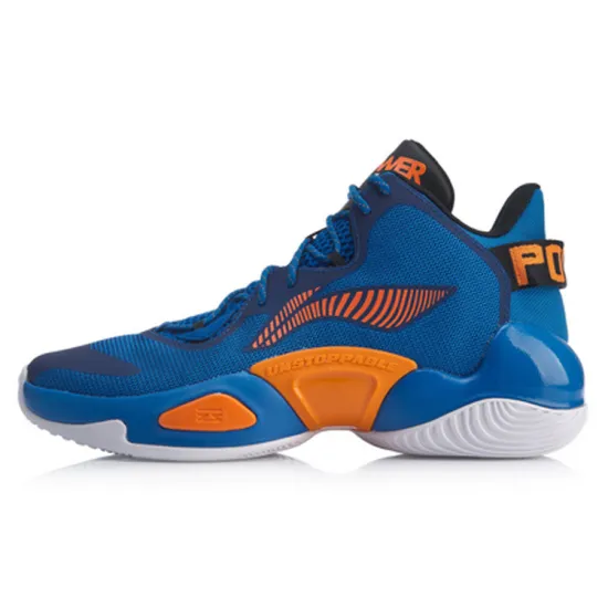 LINING Power 6 Basketball Shoes Men Mid-Top Blue Black/Orange