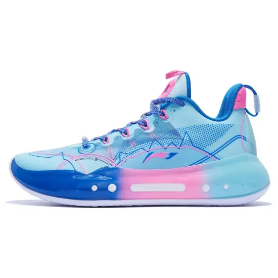 LINING YuShuai 14 Boom Basketball Shoes Men Low-Top Ice Refresh Blue