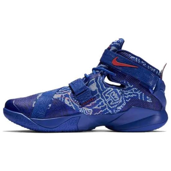 Nike Zoom Soldier 9 Basketball Shoes Men Mid-top Blue/White/Orange