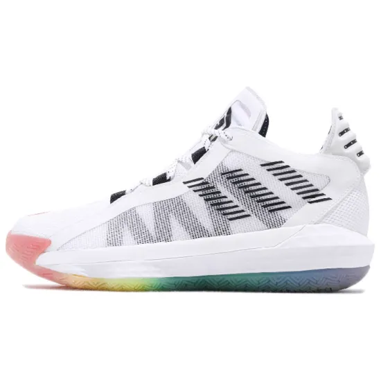 Adidas D Lillard 6 Basketball Shoes Men Low-top White/black/red Fluorescent/college Golden/bright Sunyellow/smokey Green/blue