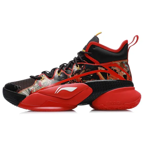 LINING Power 7 Basketball Shoes Men Mid-Top Black/Red