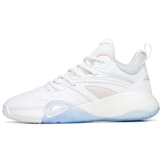 Anta Basketball Collection Cushioning Anti Slip And Wear Resistant Low Top Basketball Shoes White Green