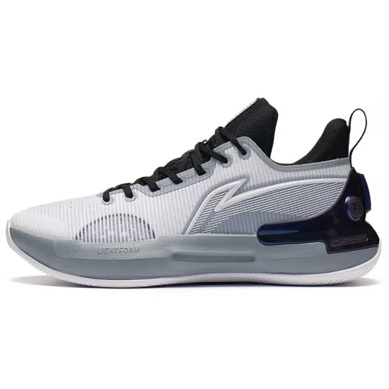 LINING YuShuai Retro Basketball Shoes Men Low-Top Standard White/Gray