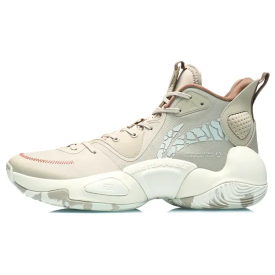 LINING Power Basketball Shoes Men Mid-Top Deer Leather Brown