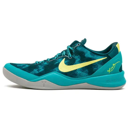 Nike Kobe 8 Basketball Shoes Men Low-top Cyan / Electronic Yellow / Cyan