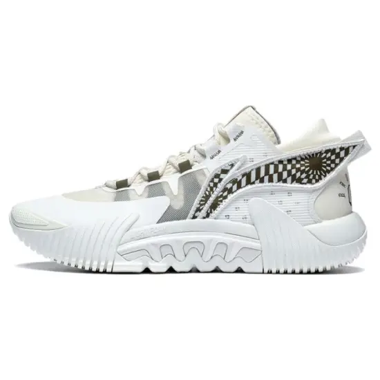 LiNing Badfive 2 Low Anti Slip And Wear Resistant Rebound Low Top Outdoor Performance Basketball Shoes Men's Ecru