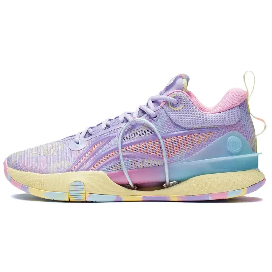 LINING Speed 8 Basketball Shoes Men Low-Top Lilac/Light Banana Yellow