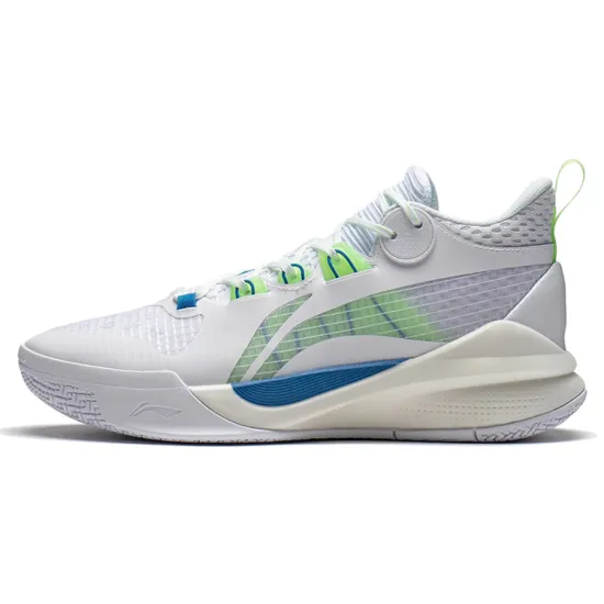 LINING Sonic 10 Team Basketball Shoes Men Mid-Top Standard White/Neon Green