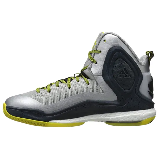 Adidas D Rose 5 Slip Resistant Coverage High Top Basketball Shoes Men's Silver Black