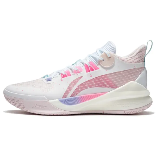 LINING Sonic 10 Team Basketball Shoes Men Low-Top White Pink