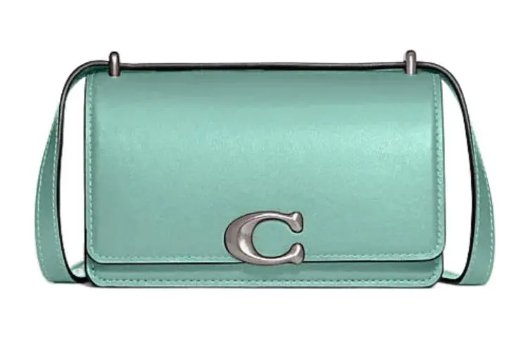 COACH Bandit Shiny Cow Leather Envelope Bag, Shoulder Bag, Crossbody Bag Small Women's Blue