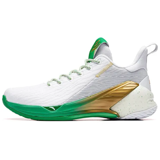 ANTA KT4 Basketball Shoes Men Low-Top White Green Gold