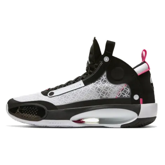 Air Jordan 34 Basketball Shoes Unisex Mid-top Black/White/Pink