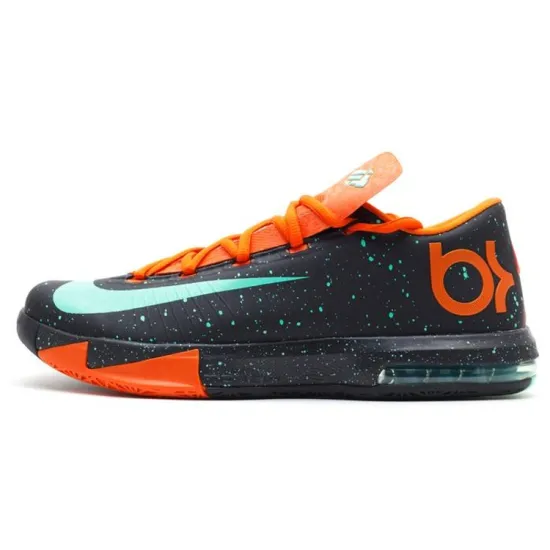 Nike KD 6 Basketball Shoes Men Low-top Black/fluorescent Green/orange