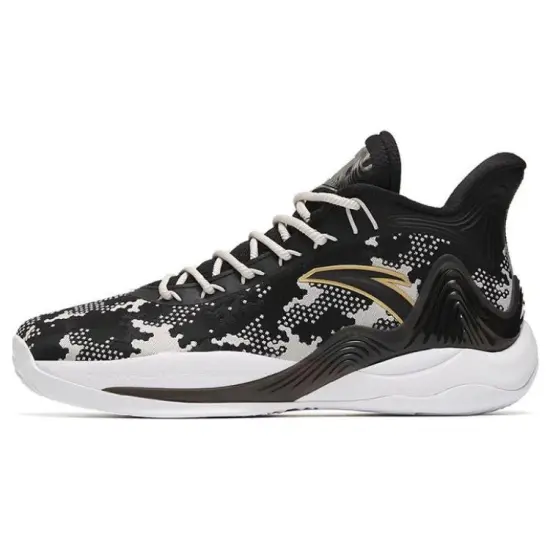 Anta Mountain 2 Cushioning Anti Slip And Wear Resistant Coverage Support Mid Top Basketball Shoes Men's Black Gray