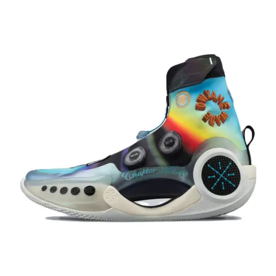LINING WOW 9 Basketball Shoes Men High-Top Dolphin Blue/Black/Flame Red