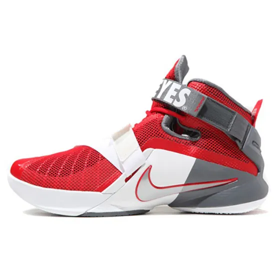 Nike Zoom Soldier 9 Basketball Shoes Men High-top White/Gray/Red