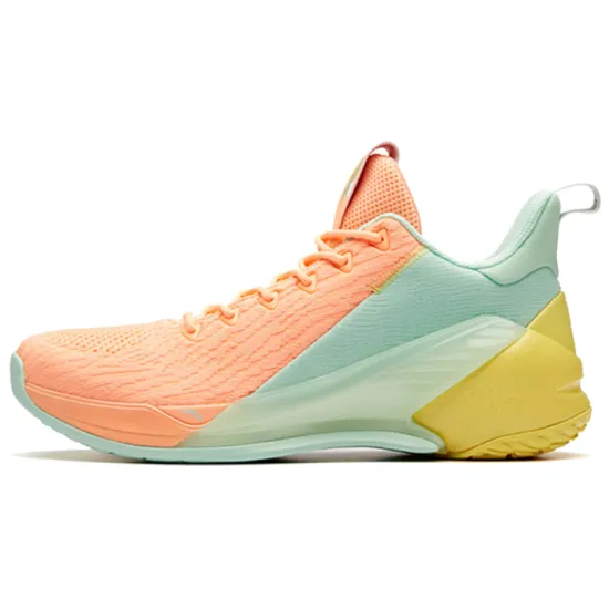 ANTA KT4 Basketball Shoes Men Low-Top Fluorescent Sunset Orange/Neon White Green/Clear Yellow