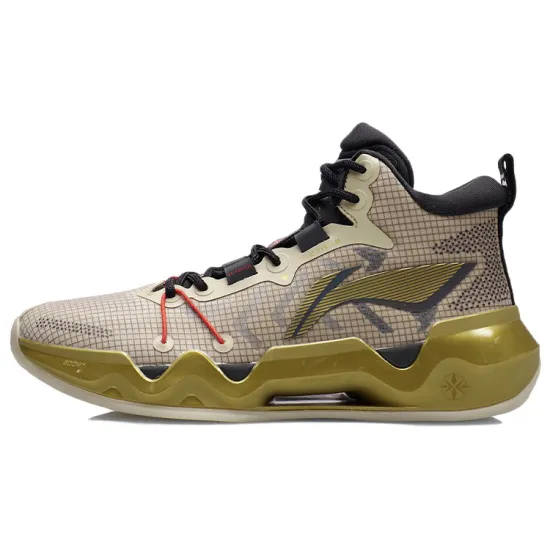 LINING Liren 2 Basketball Shoes Men Mid-Top Cream Brown/Black