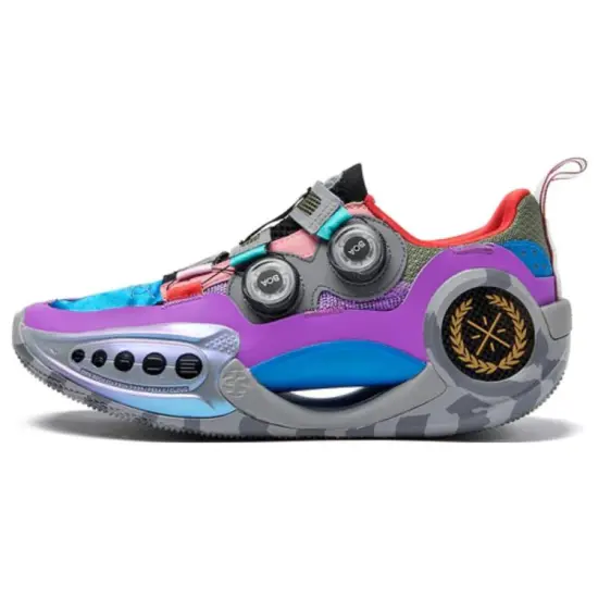 LiNing WOW 9 Anti Slip And Wear Resistant Lightweight Low Top Basketball Shoes Gray Blue Purple Xi'an City Limited