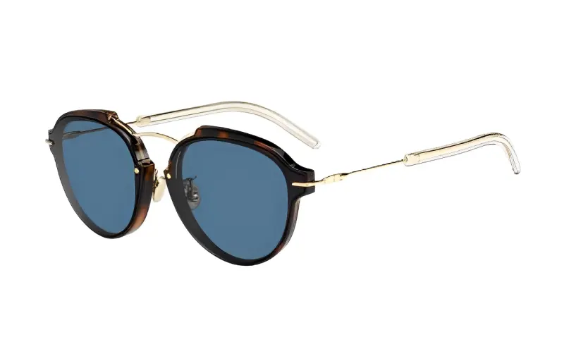 DIOR Plate Frame Round Sunglasses Women's Gold
