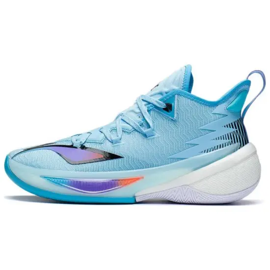 LINING Power 9 Basketball Shoes Men Mid-Top Light Smoky Blue/Black