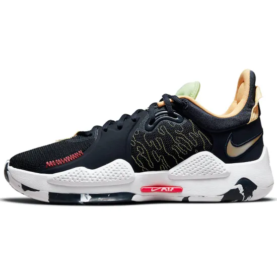 Nike PG 5 Basketball Shoes Men Low-top Navy Blue/yellow/green