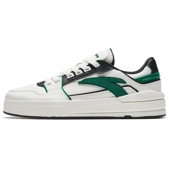 ANTA Street Play Series Skateboard Shoes Men Low-Top Black White Green