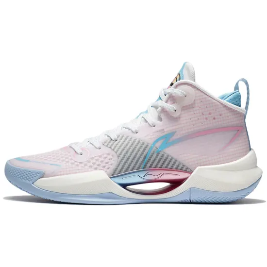 LINING Ultra Light Basketball Shoes Men Mid-Top Standard White/Peachwood Pink