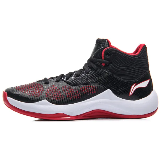 LINING SONIC 5 Basketball Shoes Men Mid-Top Black/Red