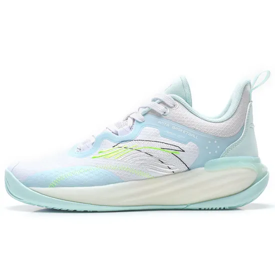 Anta Cushioning Anti Slip And Wear Resistant Low Top Basketball Shoes Men's White Green Gray