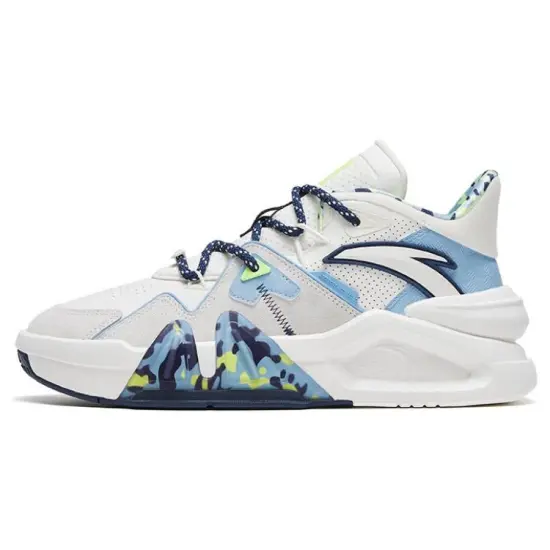 ANTA Bastard Vintage Basketball Shoes Men Low-Top White Blue