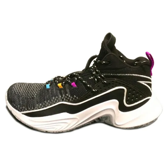 Anta Cushioning Anti-Slip And Wear-Resistant Mid-Top Basketball Shoes Men's Black