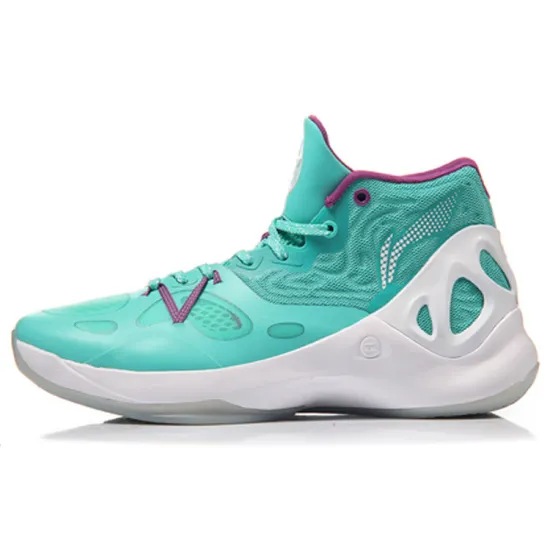 LiNing SONIC 5 Cushioned Slip Resistant Mid Top Basketball Shoes Men's Fluorescent Light Green