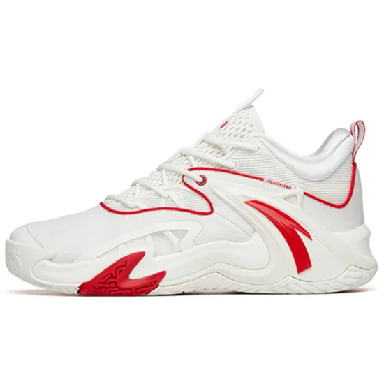 ANTA Airspace 3 Basketball Shoes Men Low-Top Ivory White/Red