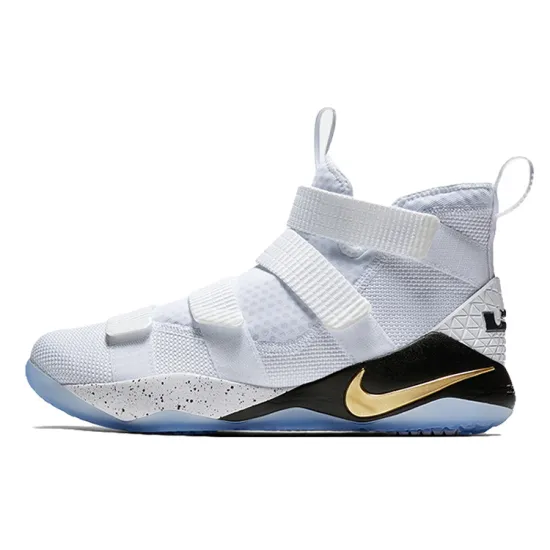 Nike Zoom Soldier 11 Basketball Shoes Men Mid-top White/Black/Gold