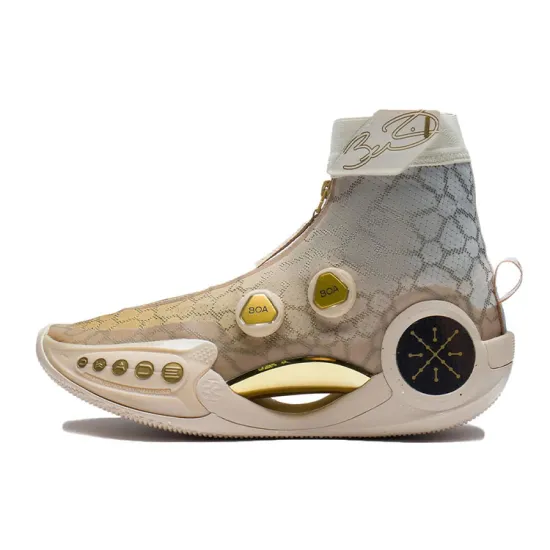 LINING WOW 9 Basketball Shoes Men High-Top Red Gold/Swan White