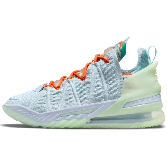 Nike Lebron 18 Basketball Shoes Unisex Low-top White/Green/Orange