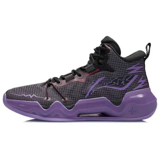 LINING Liren 2 Basketball Shoes Men Mid-Top Black/Fluorescent Grape Purple
