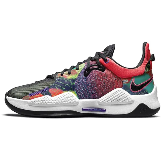 Nike PG 5 Basketball Shoes Unisex Low-top Bright Crimson / Passion Purple / Yellowish Green / Black