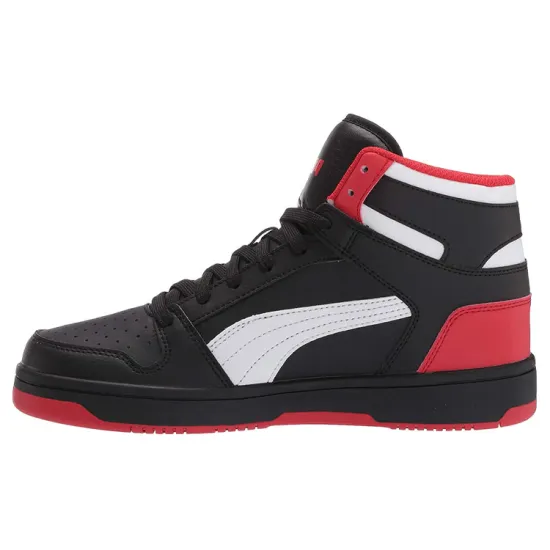 PUMA Rebound Layup Basketball Shoes Men Mid-top Black/white/red