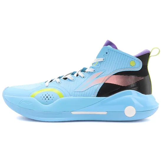 LINING YuShuai 15 Basketball Shoes Men Mid-Top Moon White Blue/Black